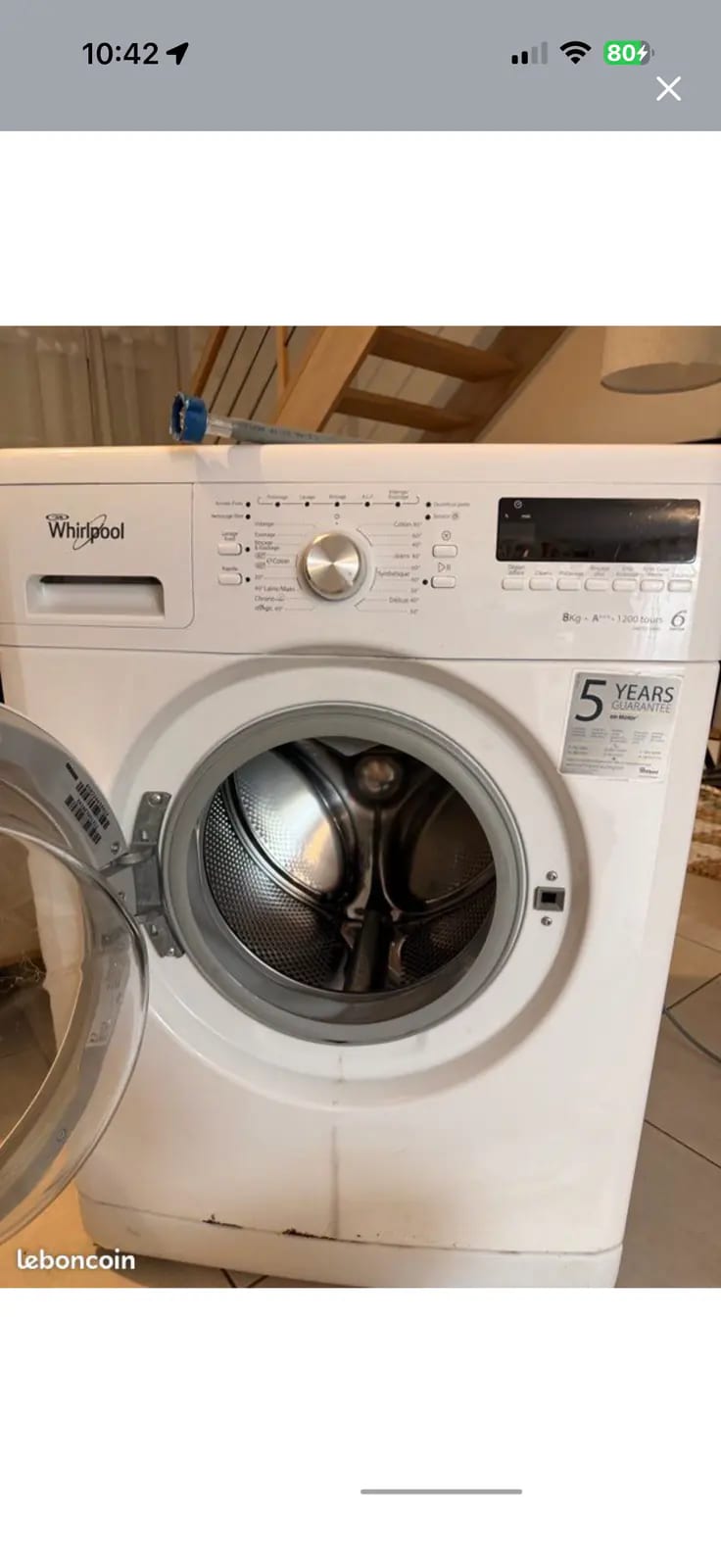 Lave linge whirpool 8kg · photo 3